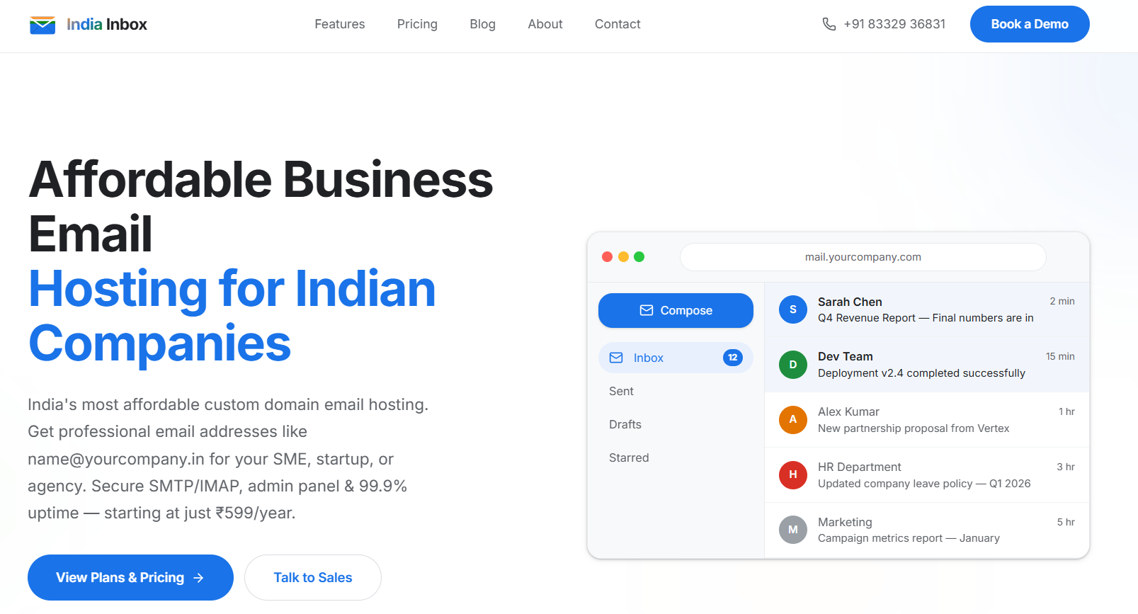 India Inbox Business Email Hosting India - Product Hunt launch logo and brand identity
