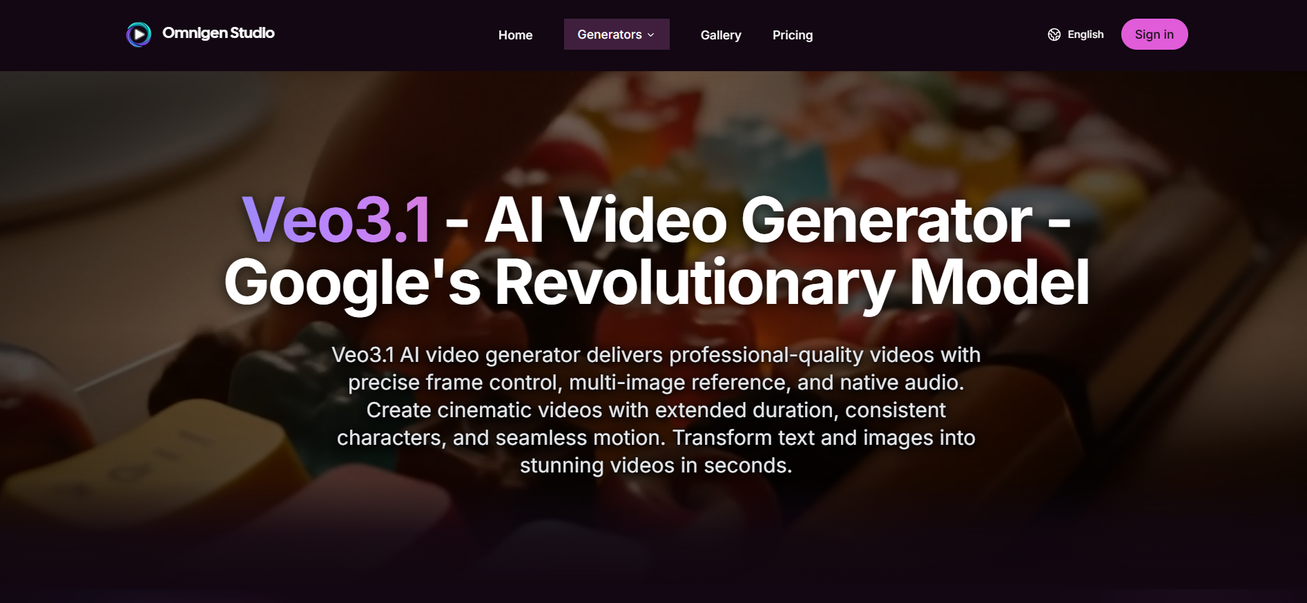 Omnigen Studio - Main screenshot showing features and interface