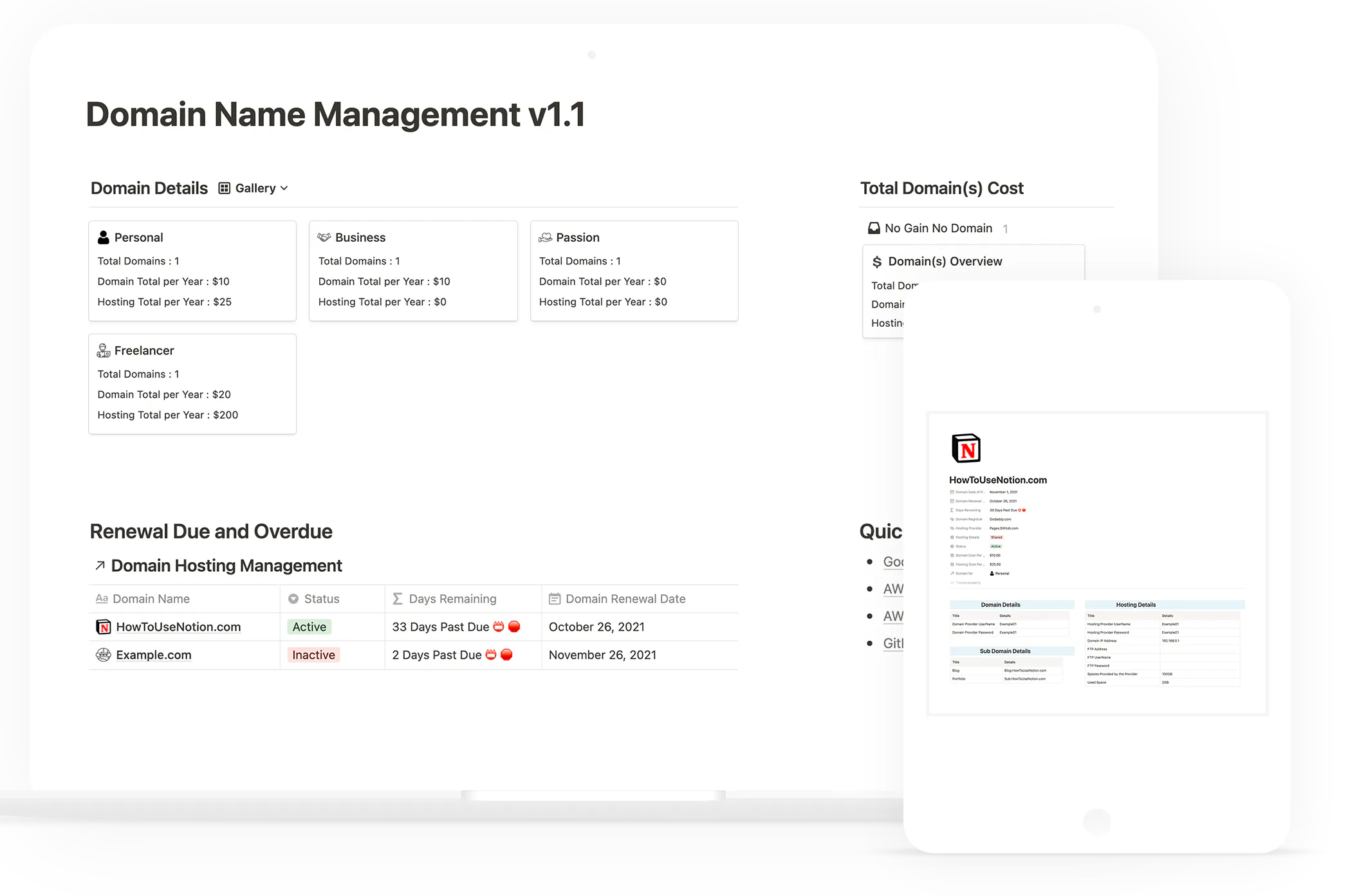 Domain Name Management - Notion Template