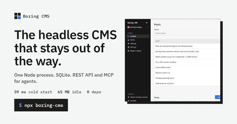 Boring CMS screenshot 1