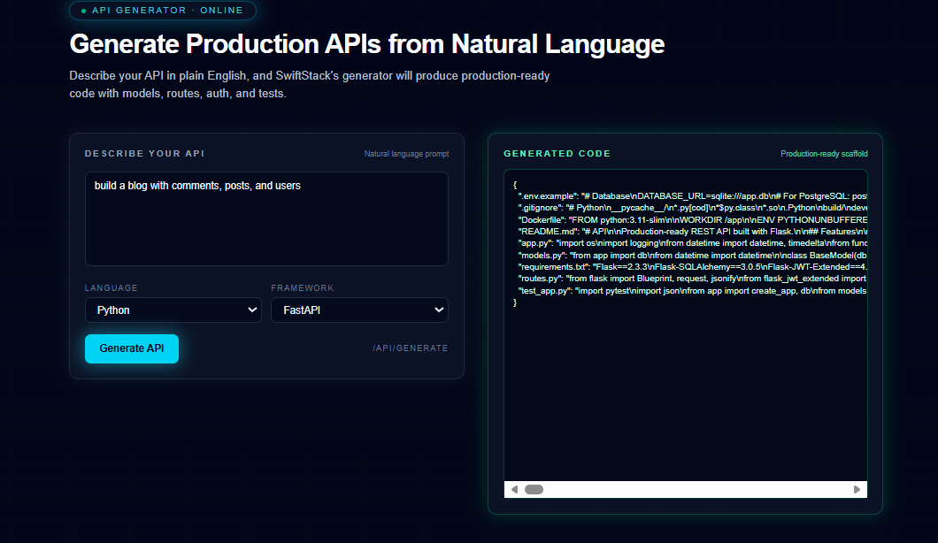 SwiftStack Developer Intelligence Engine - Screenshot 2 showing product features and functionality