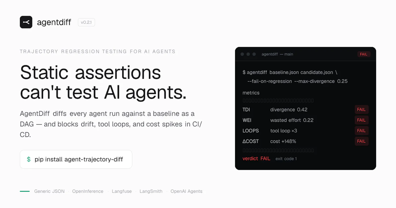 AgentDiff screenshot 1