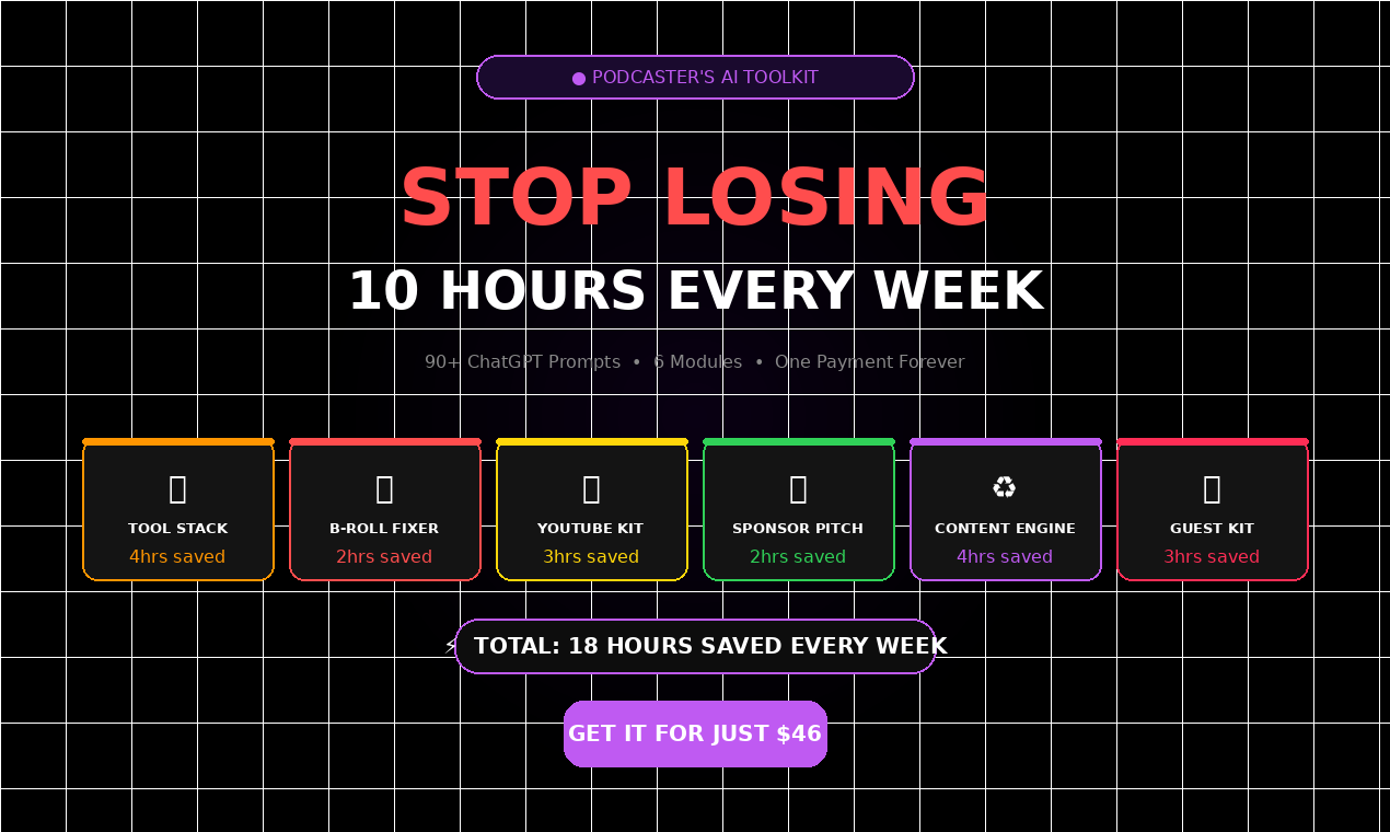 Podcaster's AI Toolkit - Main product screenshot demonstrating key features and user interface