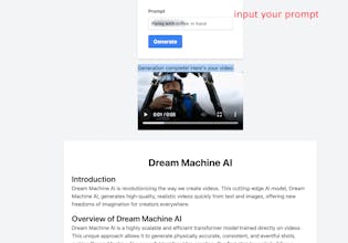 DreamMachine AI Video Generator gallery image