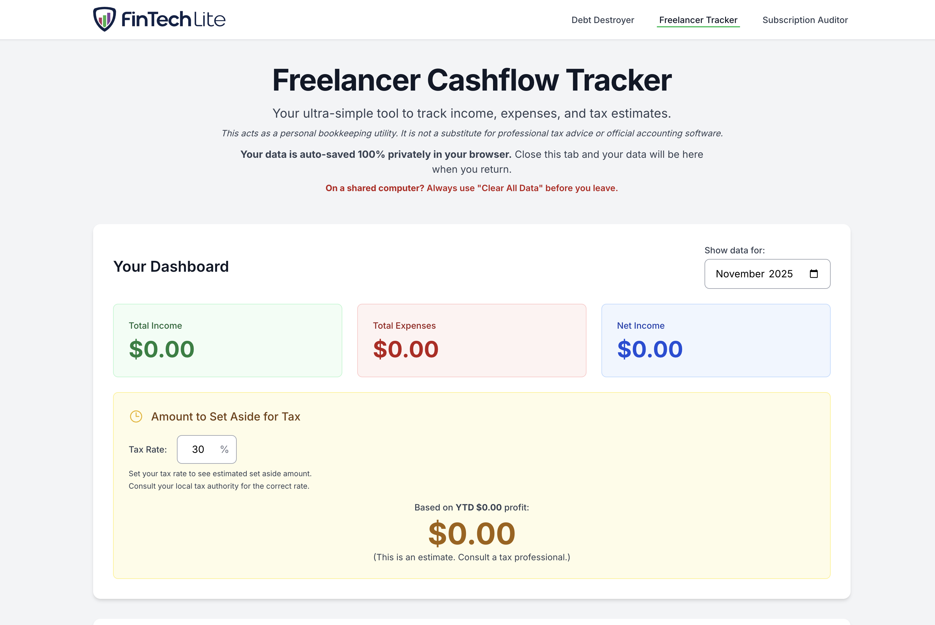 FinTech Lite - Screenshot 4 showing product features and functionality