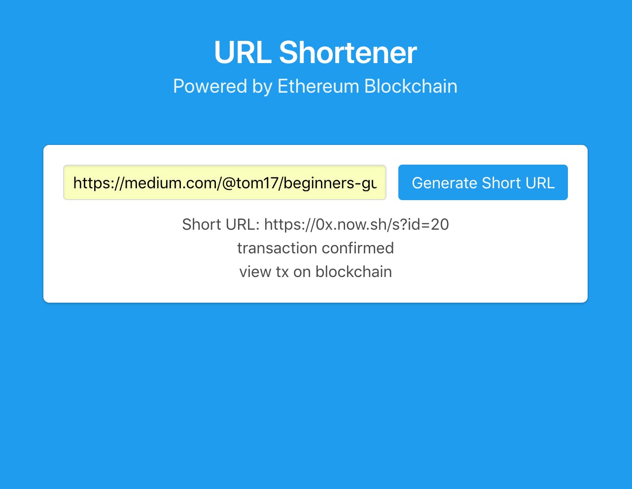 Ethereum URL Shortener media 2