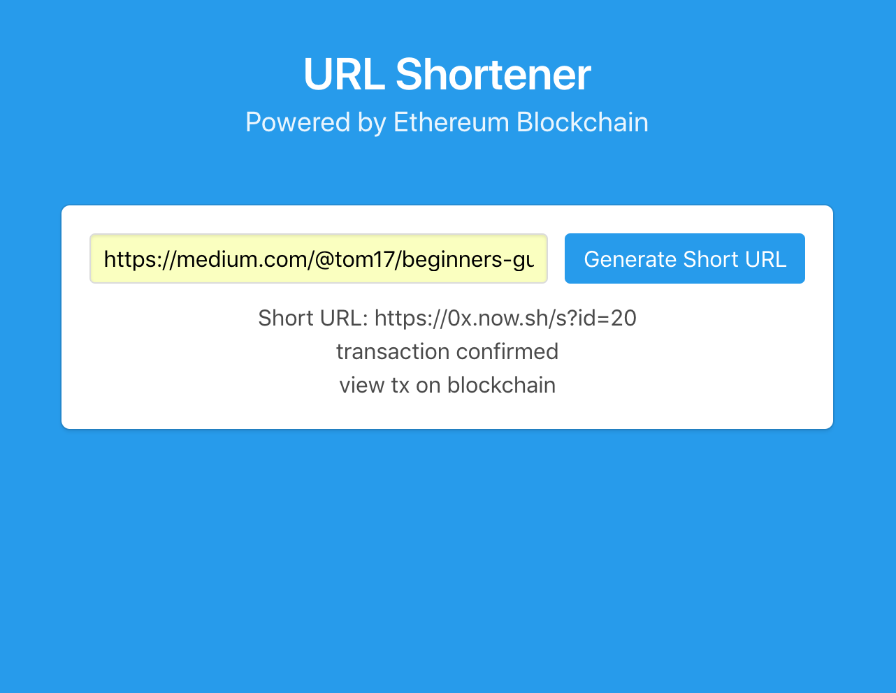 Ethereum URL Shortener: Write URLs to Blockchain forever ⛓ | Product Hunt