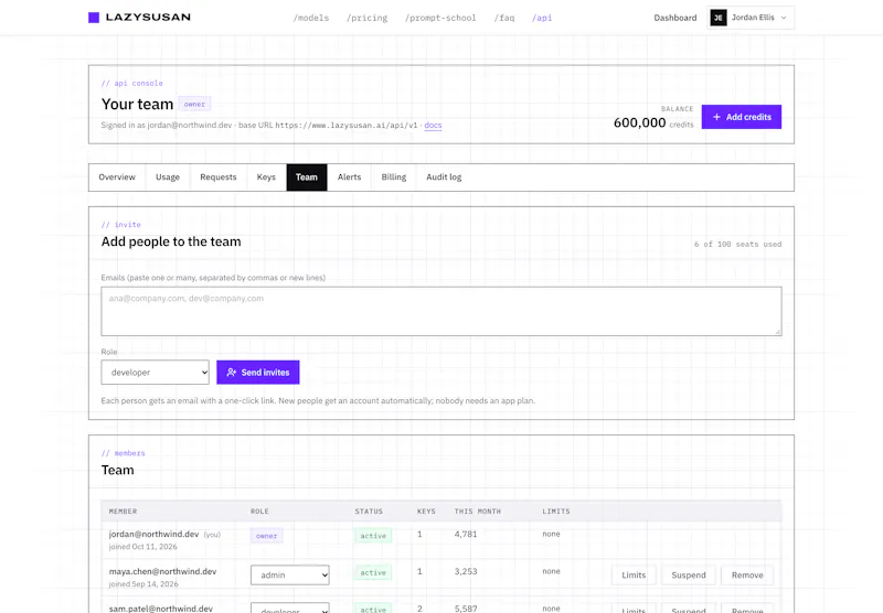 LazySusan: AI API Management for Teams screenshot 4