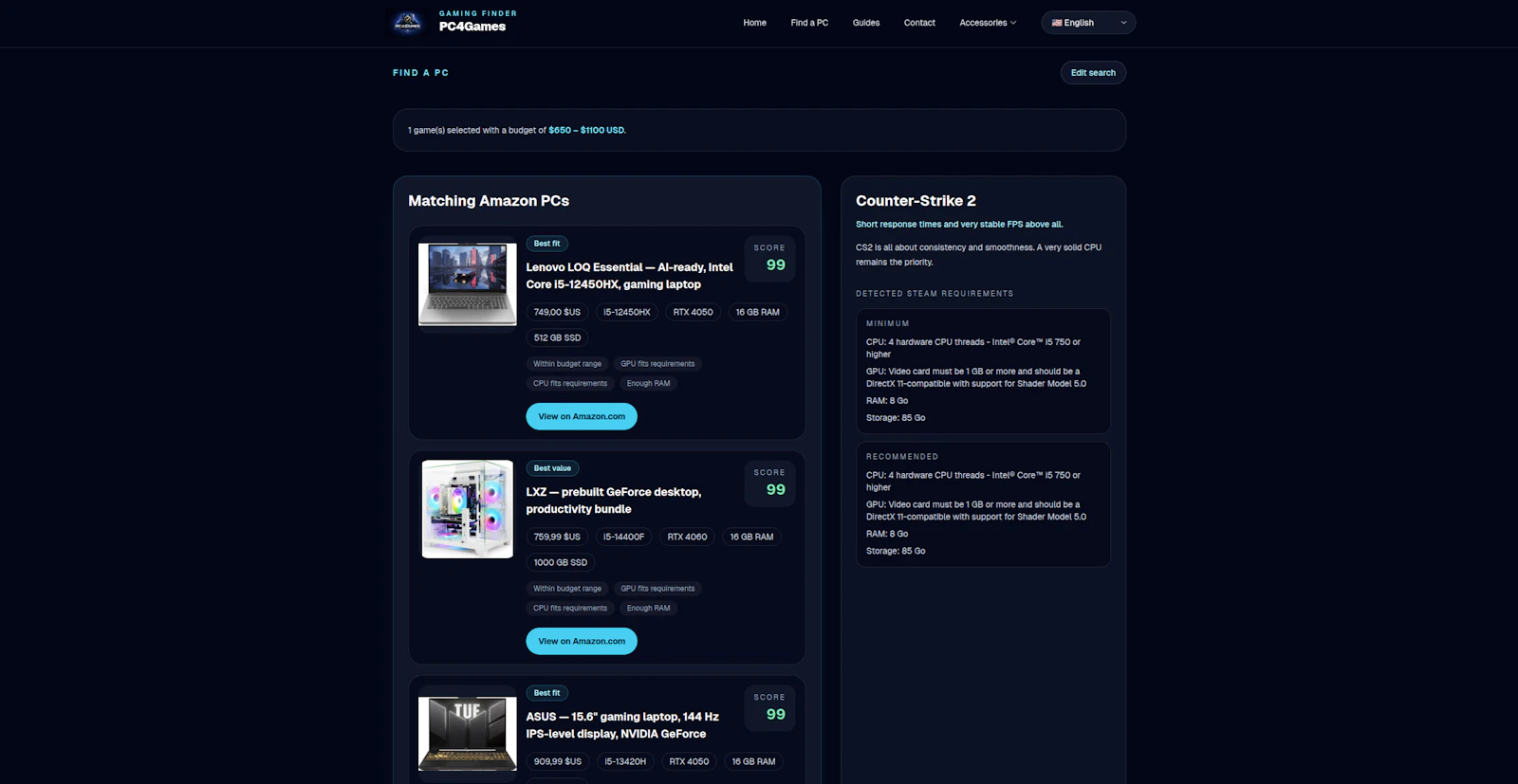 PC4Games — Free Gaming PC Finder 2026 screenshot 2
