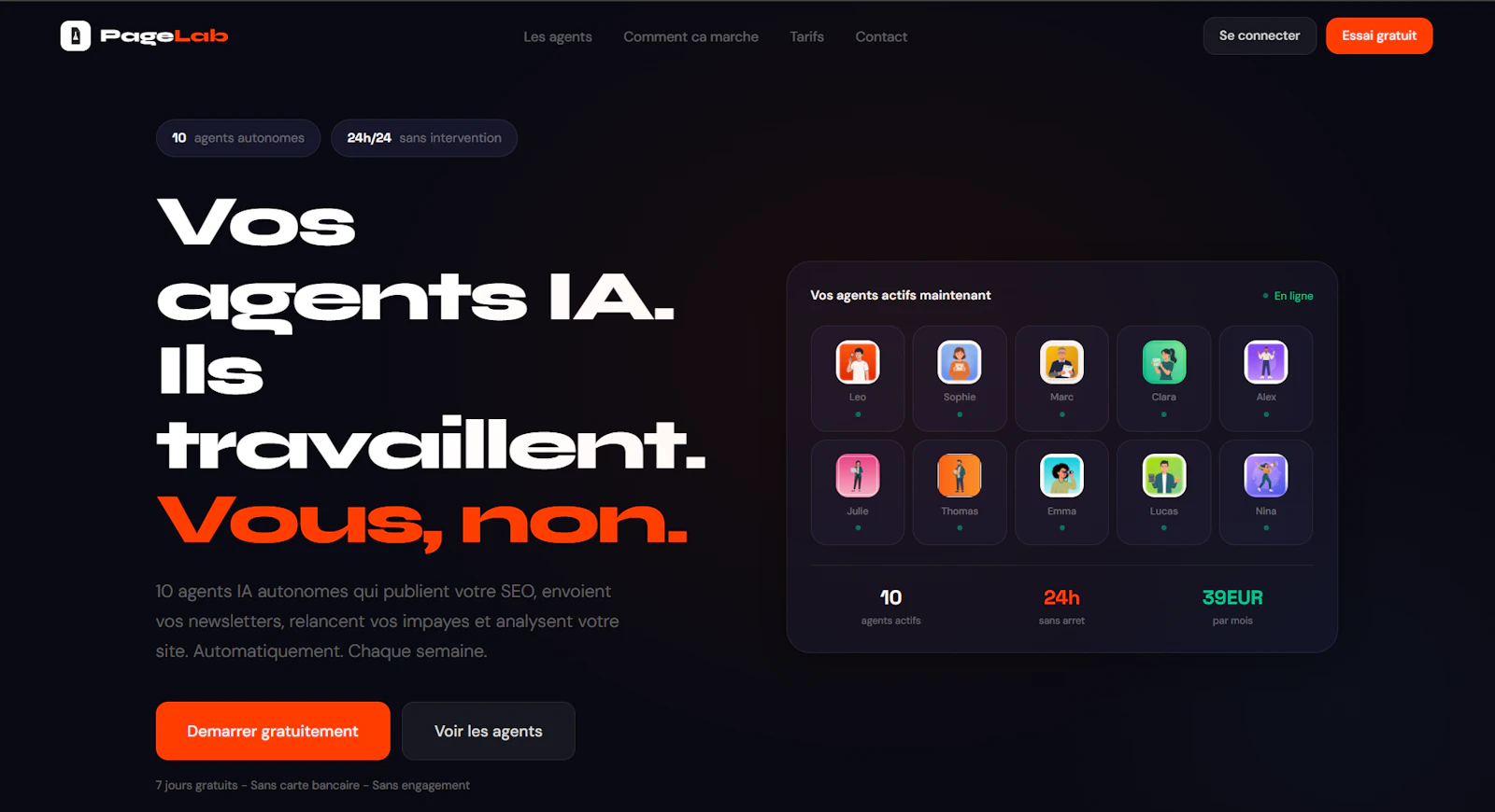 PageLab — 10 Agents IA Autonomes  screenshot 2