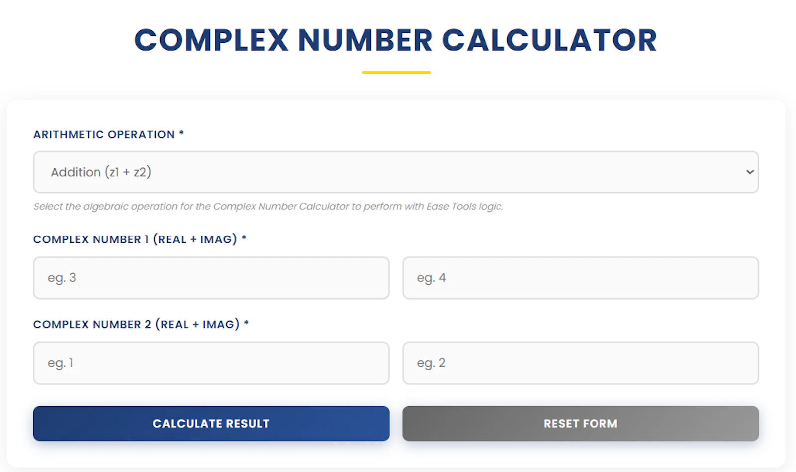 Complex Number Calculator | Ease Tools screenshot 1