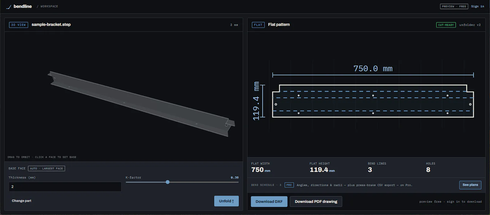 Bendline screenshot 2