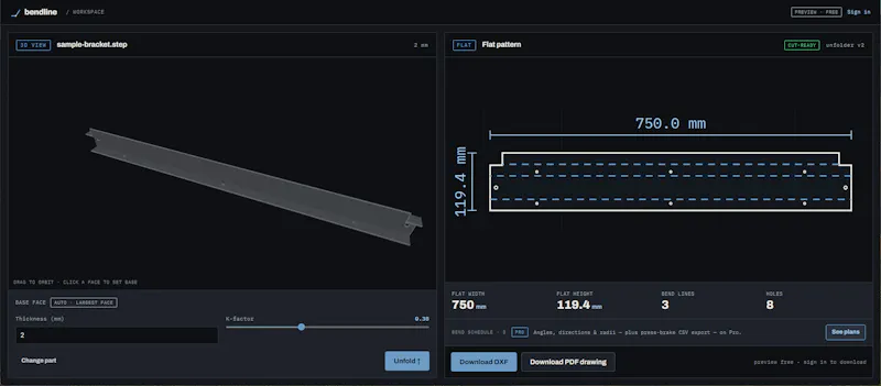 Bendline screenshot 2