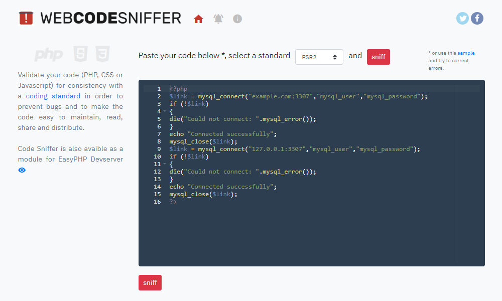 WebCodeSniffer gallery image