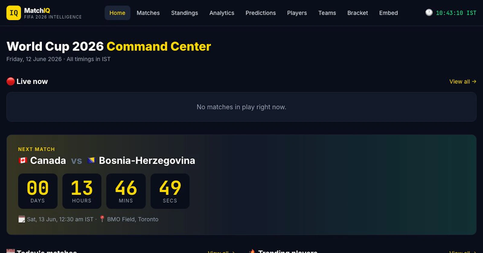 MatchIQ-FIFA 2026 Intelligence Platform screenshot 1