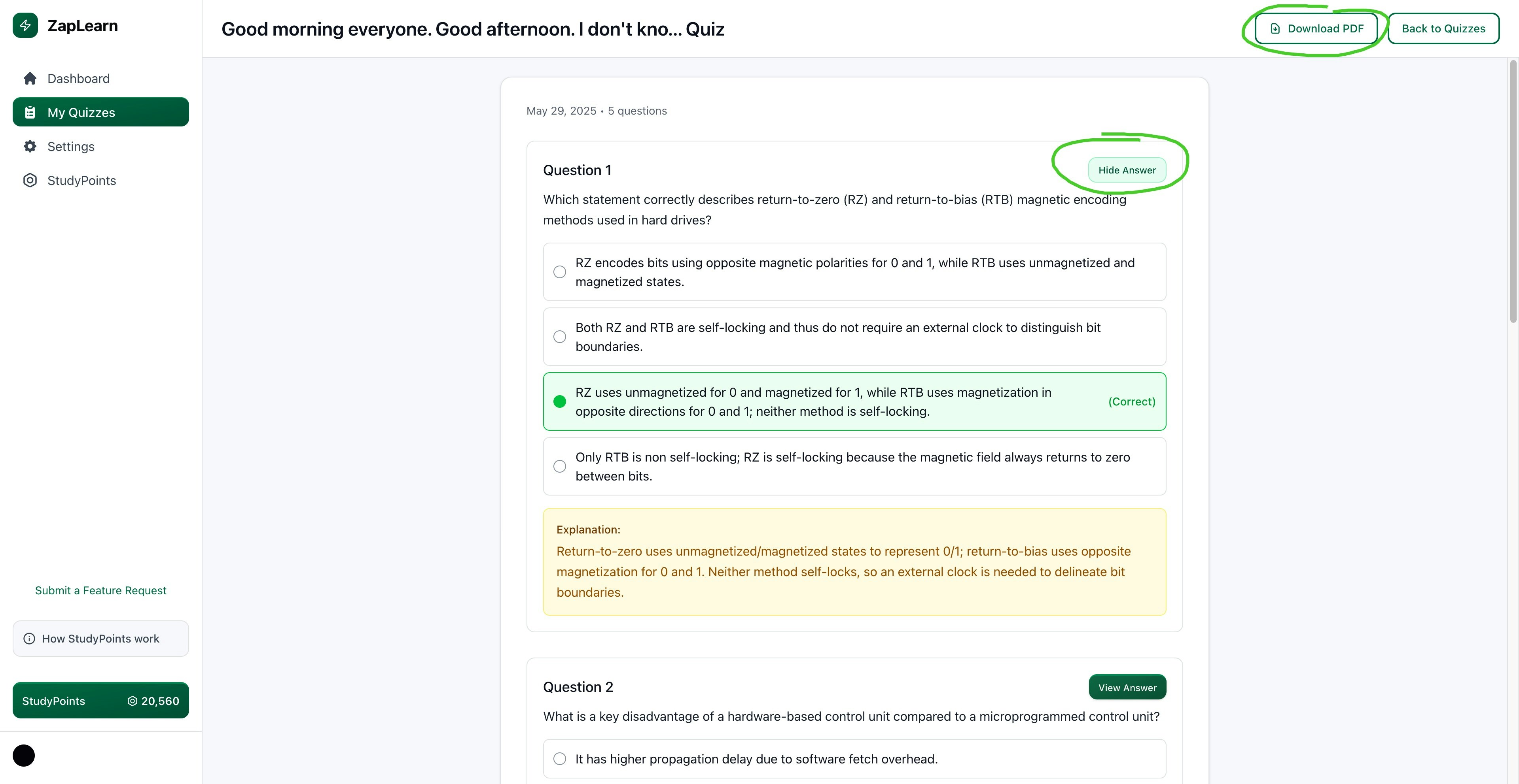Zaplearn - Verwandeln Sie die Vorträge in Fragen im Prüfungsstil in einem Klick Medien 4