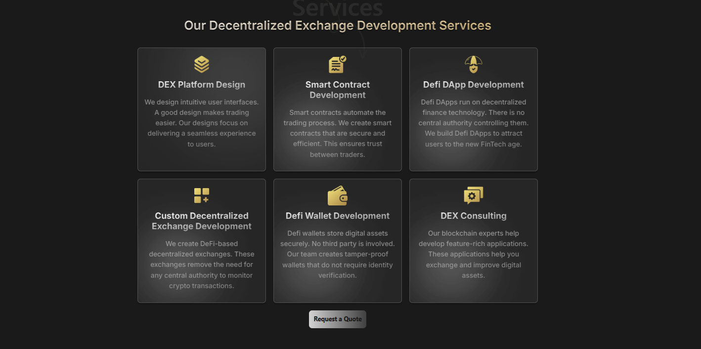 DEX Development Company - Screenshot 2 showing product features and functionality