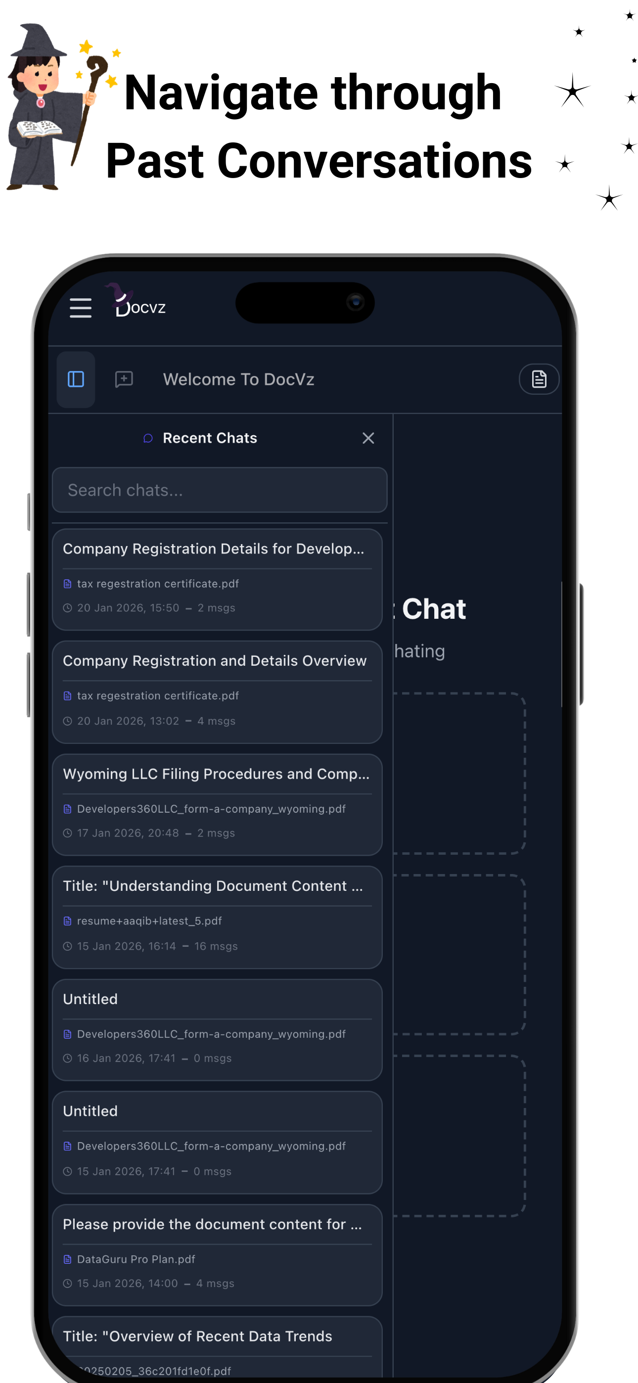 DocVz: Chat with Documents - Screenshot 2 showing product features and functionality