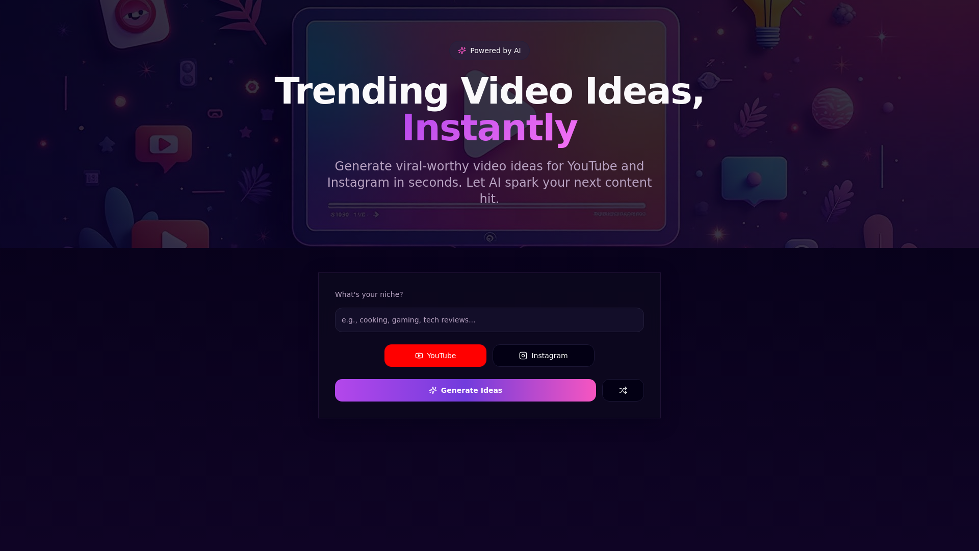 Mídia 1 de Gerador de ideias de vídeo de tendências - #Tendência é vida