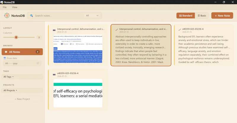 NotesDB screenshot 1