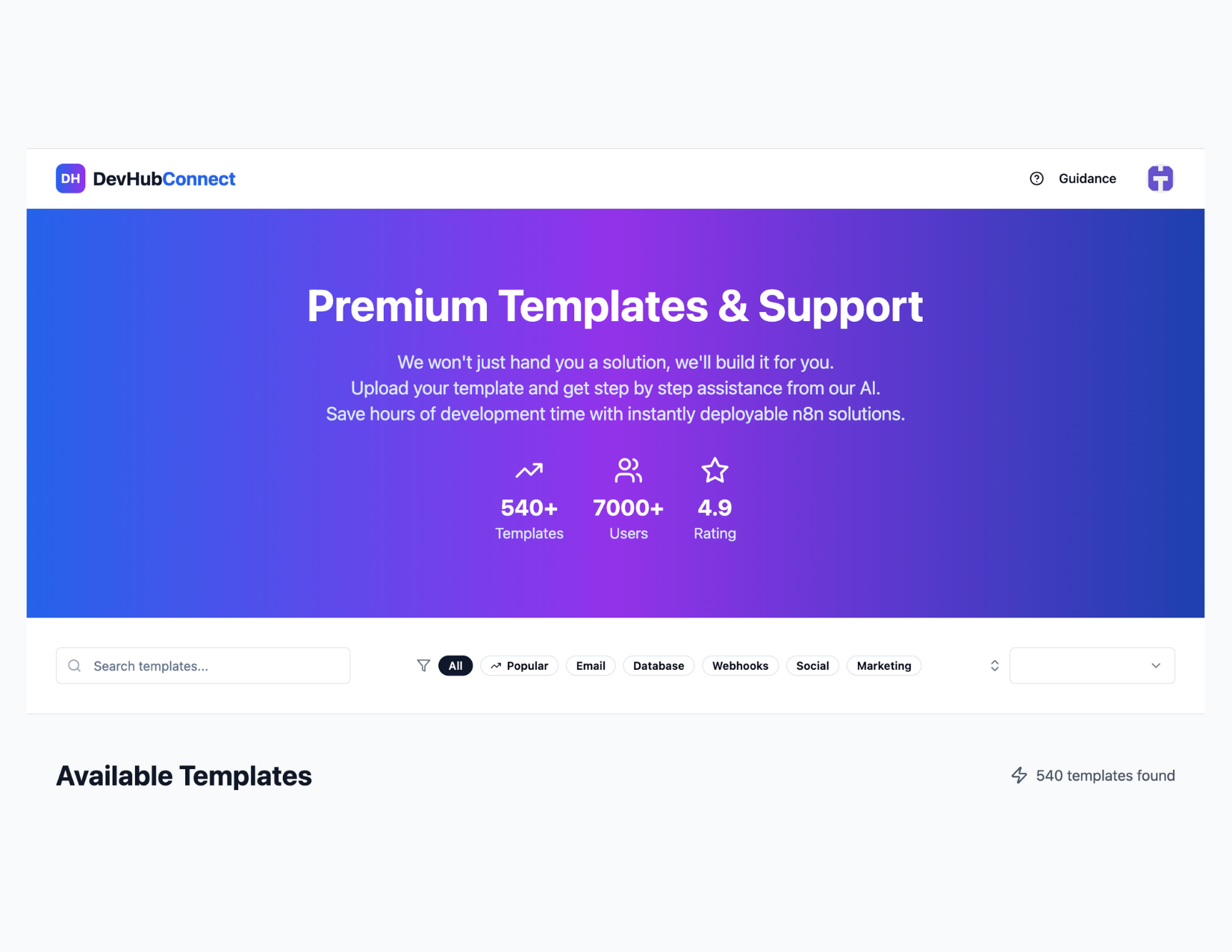 Devhubconnect - Modelli di automazione N8N premium che risparmiano tempo per gli sviluppatori media 2