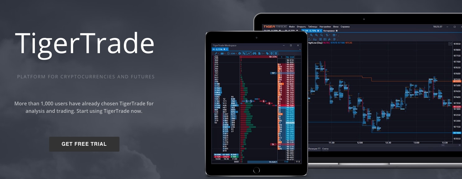 Tiger Trade Soft Trading software.Ordeflow,footprint,volume analytics,charts,trading, SL+TP. Multiexchange gallery image