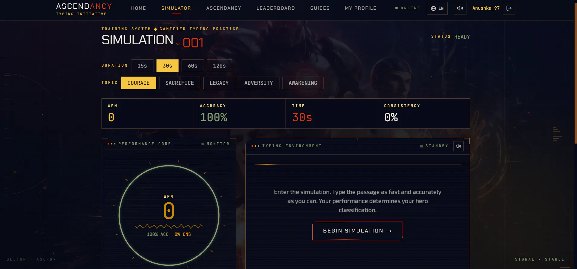 Typing tests with RPG-style tiers gallery image