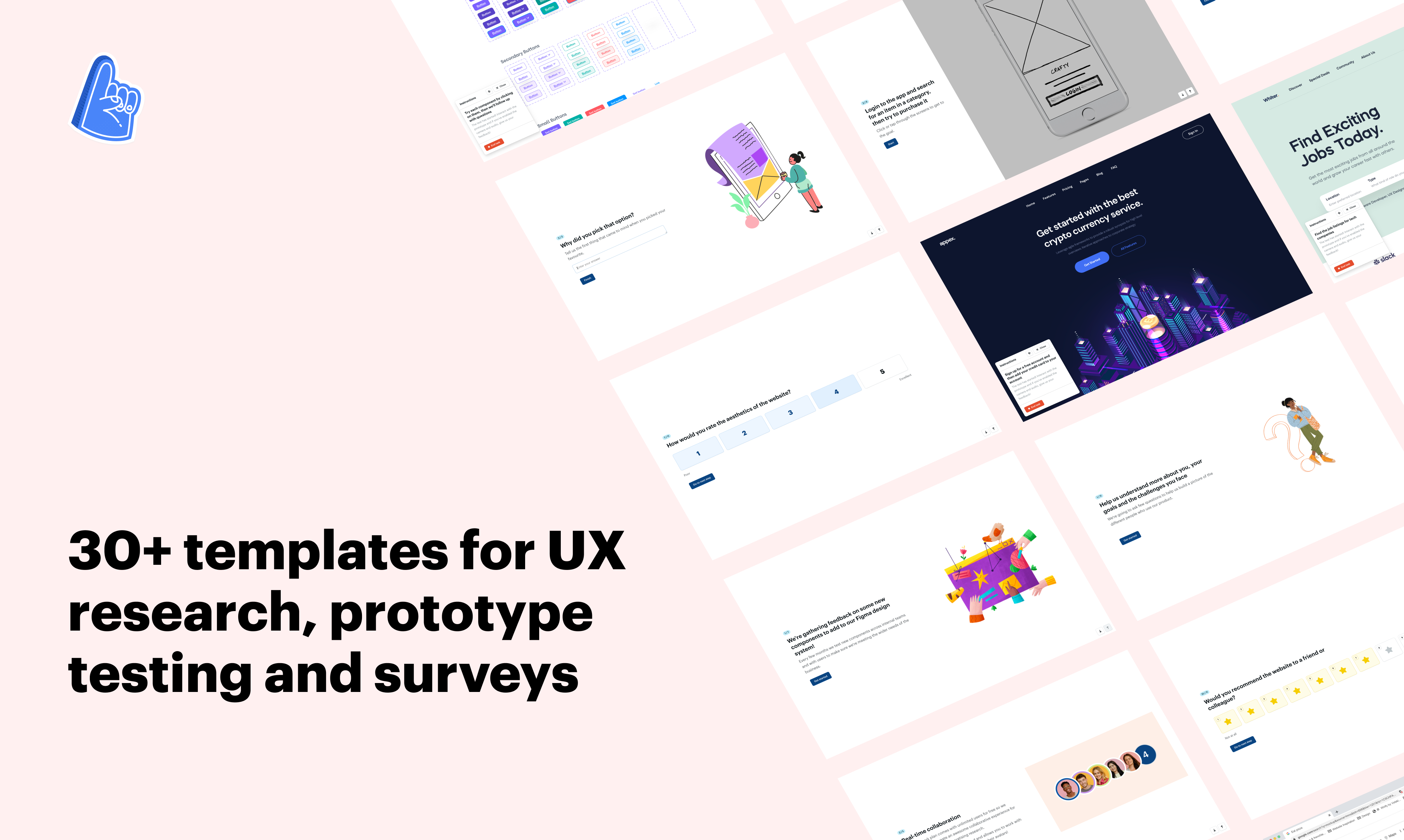 ห้องสมุดเทมเพลตการวิจัย ballpark - 30 แม่แบบสำหรับการวิจัย UX การสำรวจและต้นแบบ FIGMA media 1