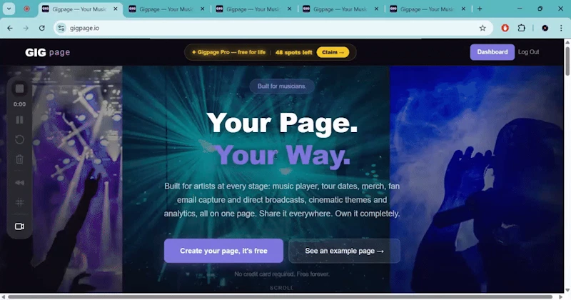Gigpage screenshot 1 (video preview)