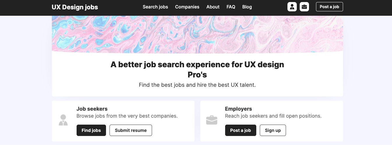 UX design job board gallery image