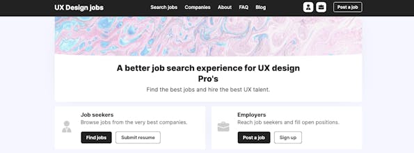 UX design job board gallery image