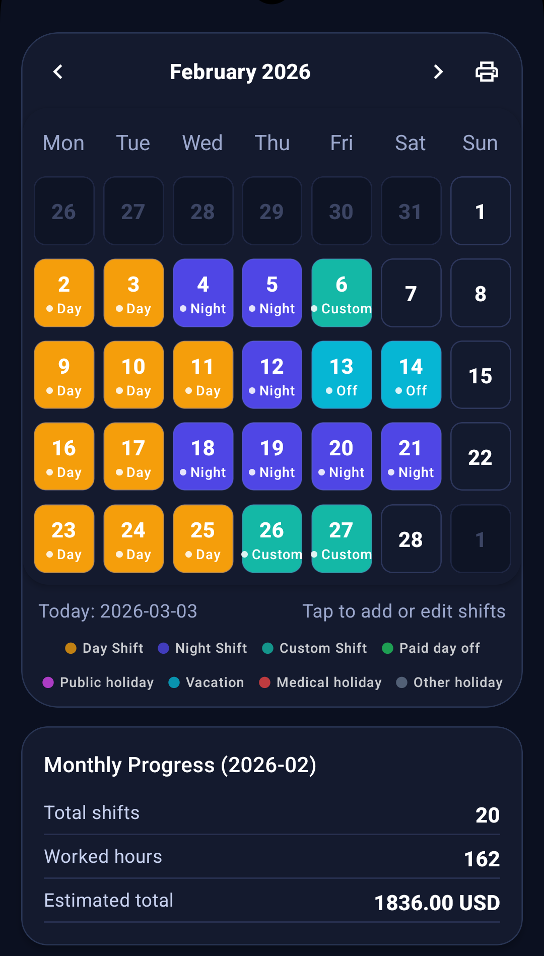 Shift Calendar & Paycheck media 2