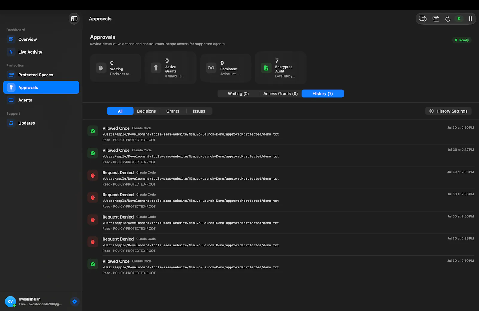 Nimuvo — AI Safety Layer for macOS screenshot 3