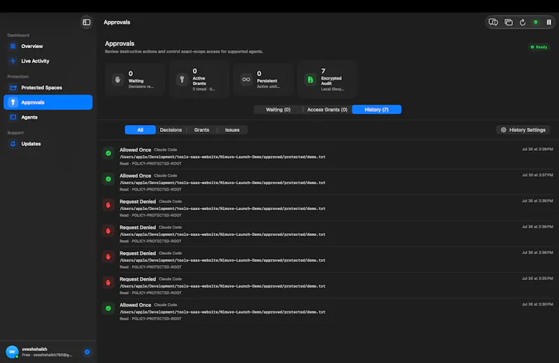 Nimuvo — AI Safety Layer for macOS screenshot 3