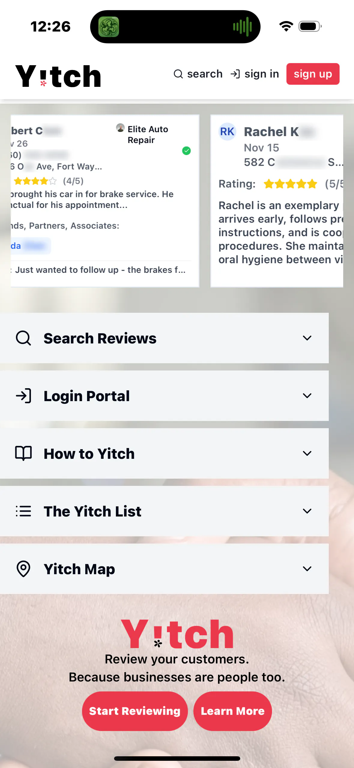 Yitch - Rate and Review Your Customers. product banner
