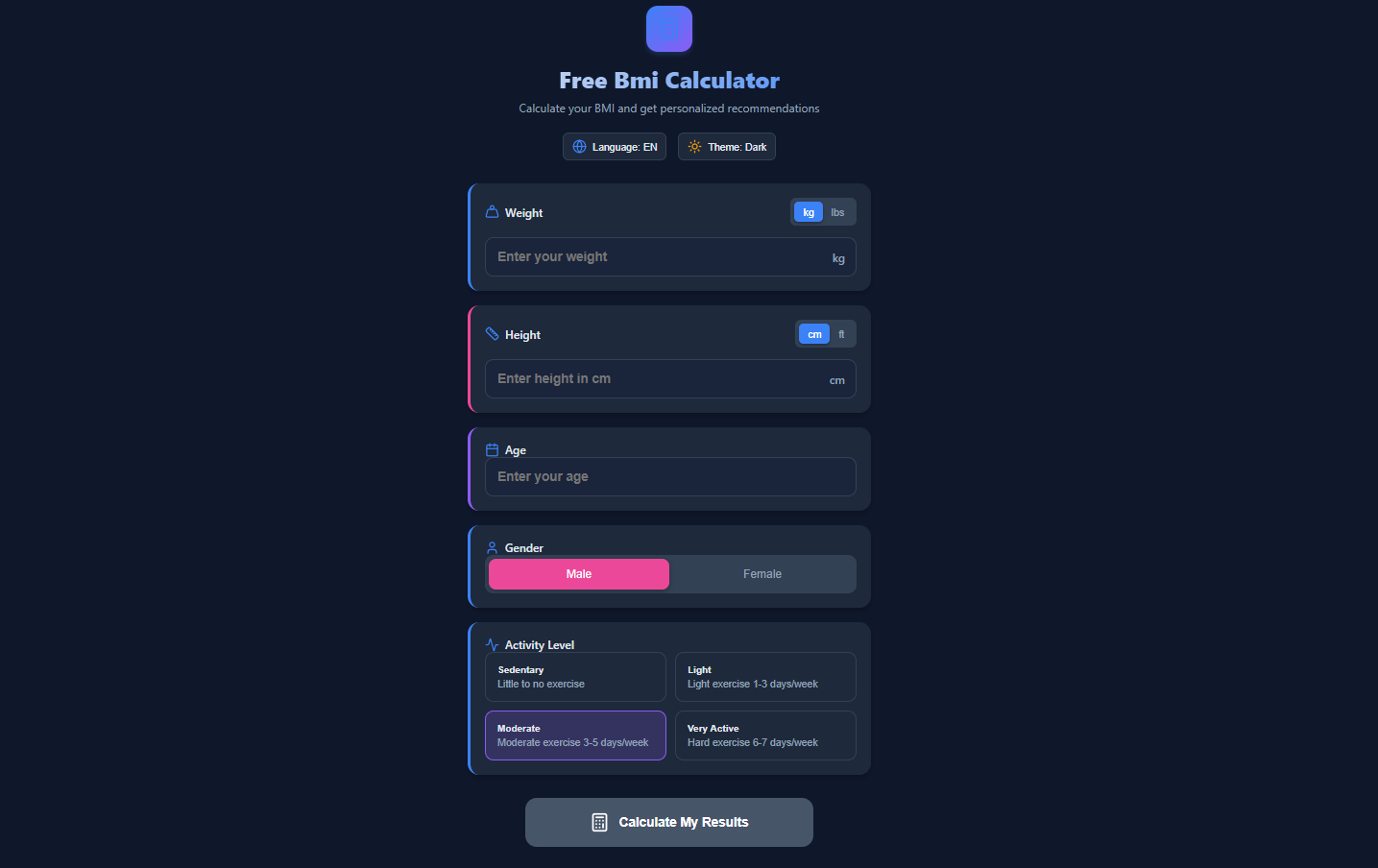 Online Body Mass Index Tool