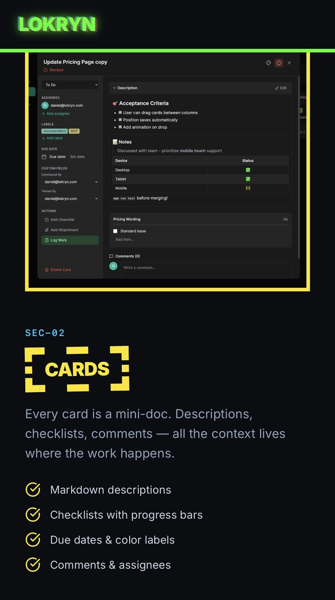 Lokryn - Screenshot 2 showing product features and functionality