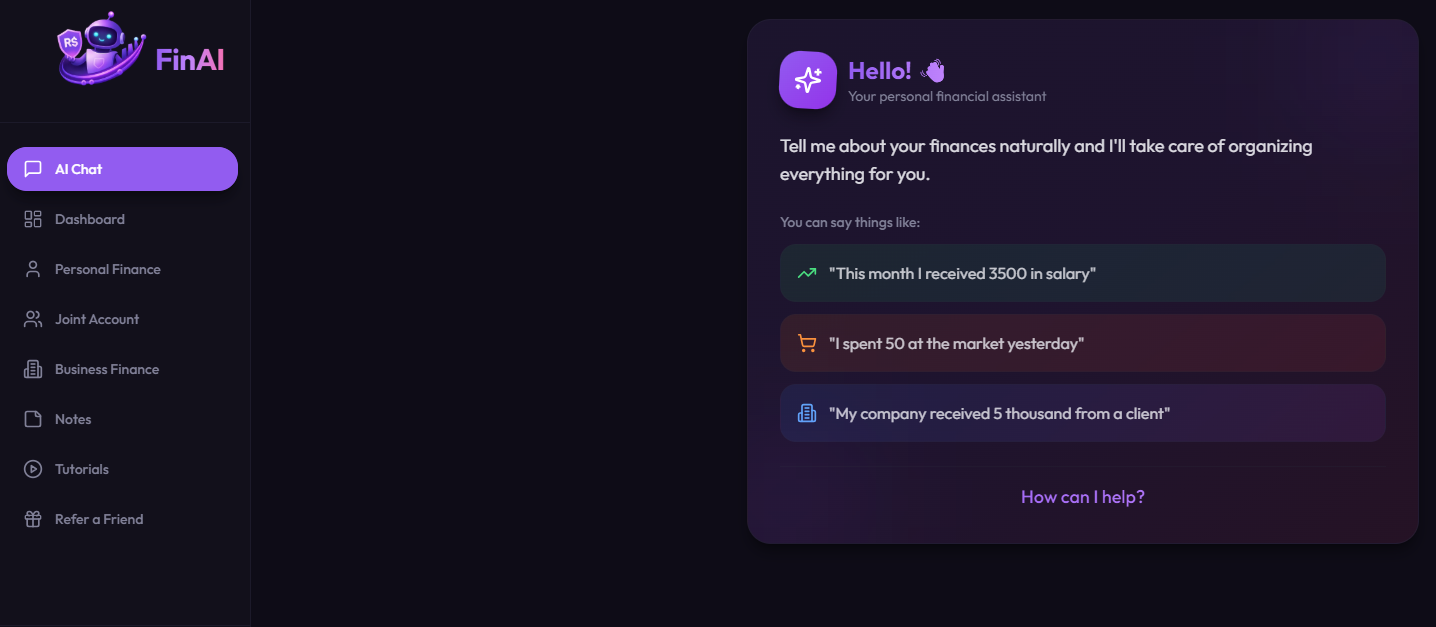FinAI - Screenshot 4 showing product features and functionality