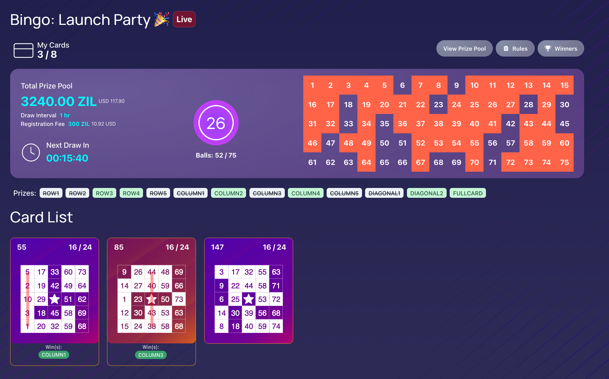 Média Navigation - Posséder les cartes de bingo NFT et jouer dans les piscines mondiales 3