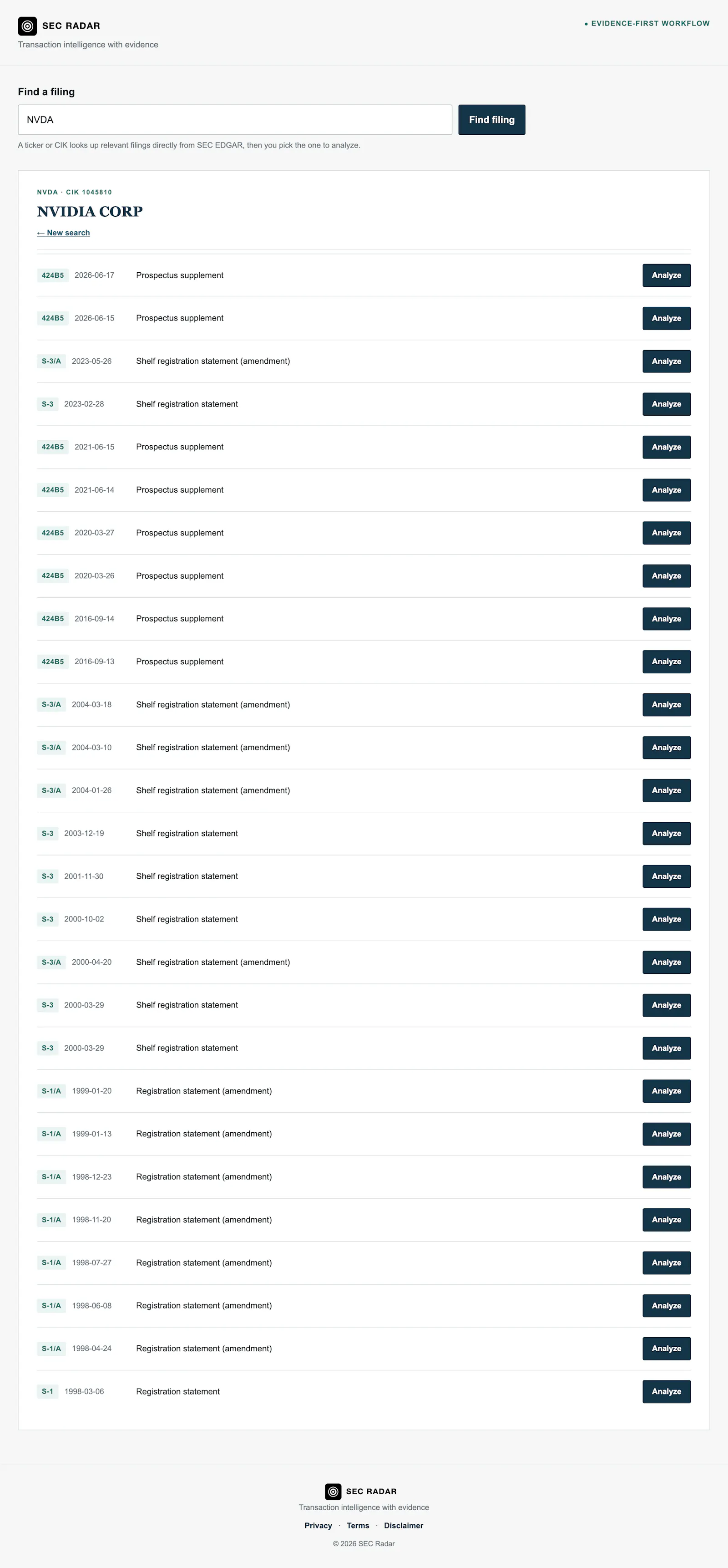 SEC Radar screenshot 1