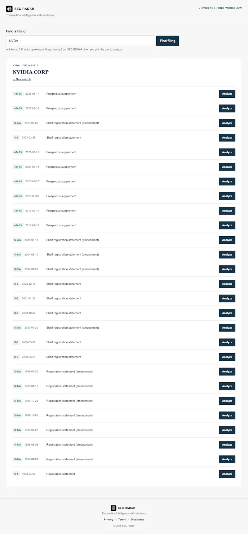SEC Radar screenshot 1