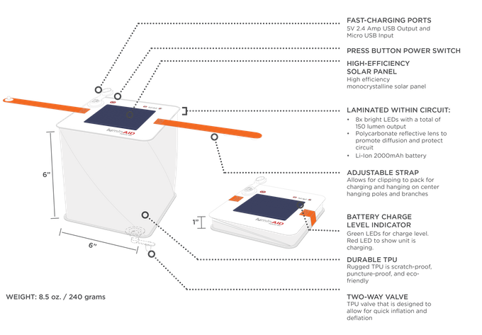 UltraLight Phone Charger: LuminAID Solar Inflatable Lantern gallery image