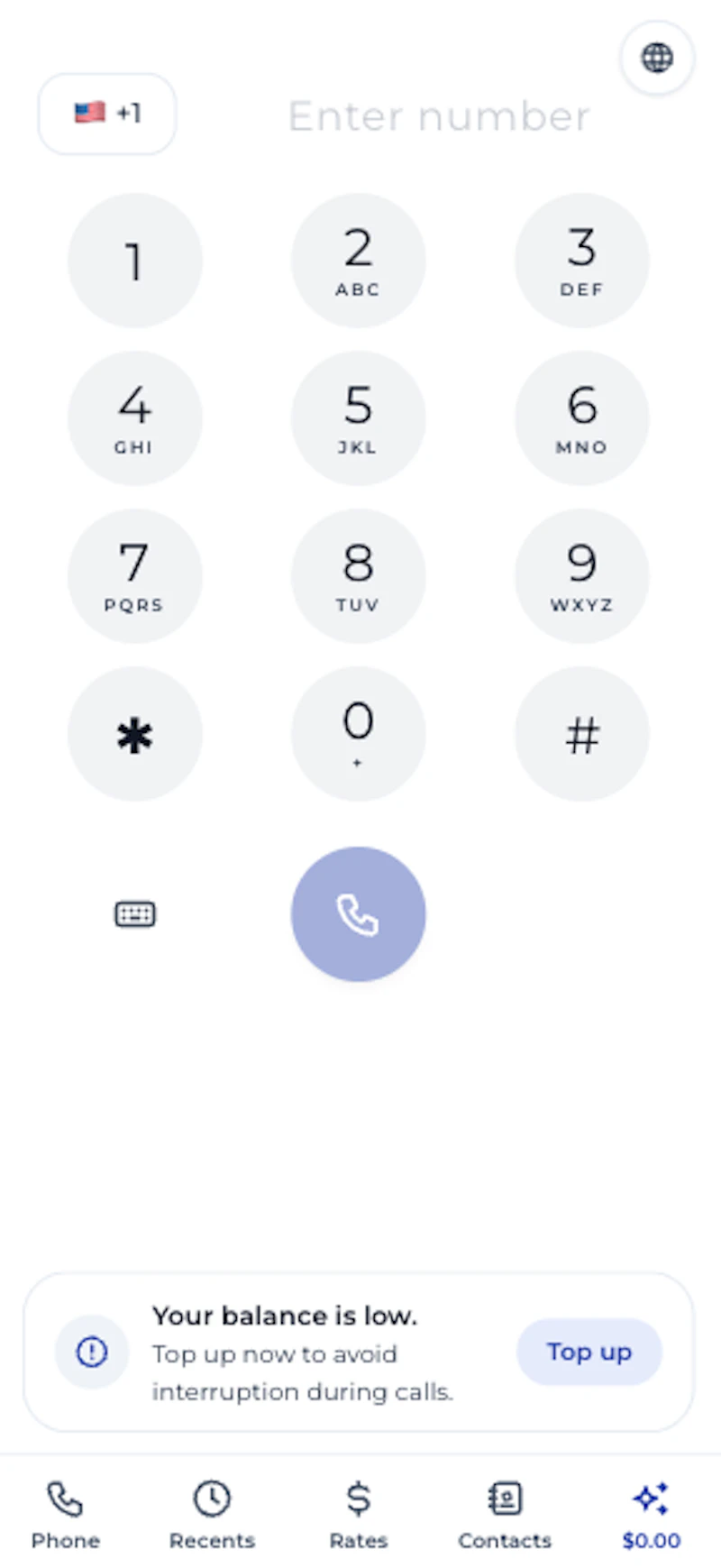Qubicall — Call abroad and pay little screenshot 1
