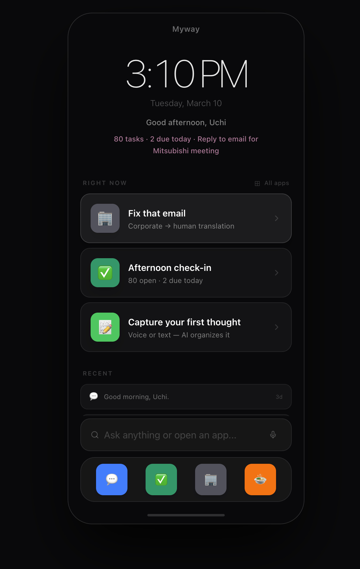 Myway - Main product screenshot demonstrating key features and user interface