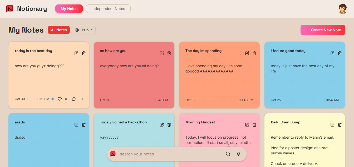 Notionary - Main product screenshot demonstrating key features and user interface