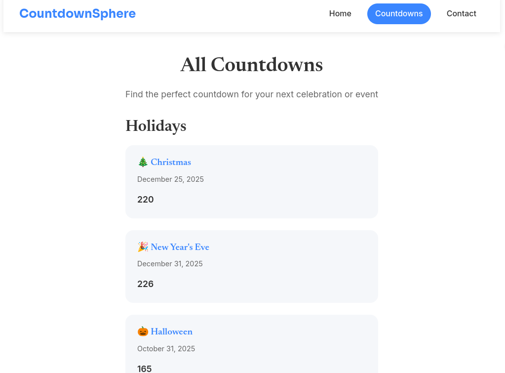 Media Countdownsphere - Jangan sesekali ketinggalan - Countdowns Langsung untuk Acara Utama 2
