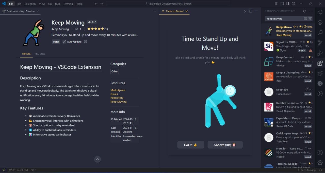Keep Moving - Extension VSCode media 1