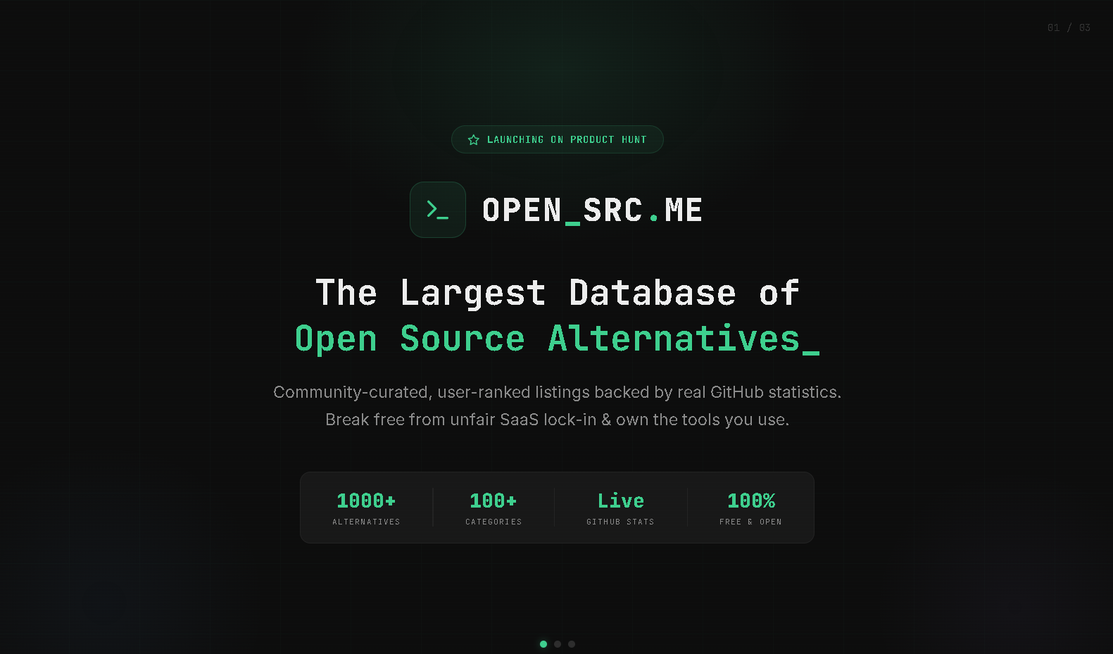 OPEN_SRC.ME - Main product screenshot demonstrating key features and user interface