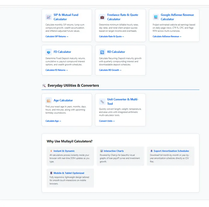 Financial & Everyday Web Calculators Hub gallery image