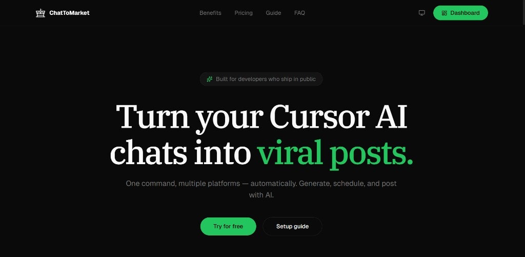 ChatToMarket - Main product screenshot demonstrating key features and user interface
